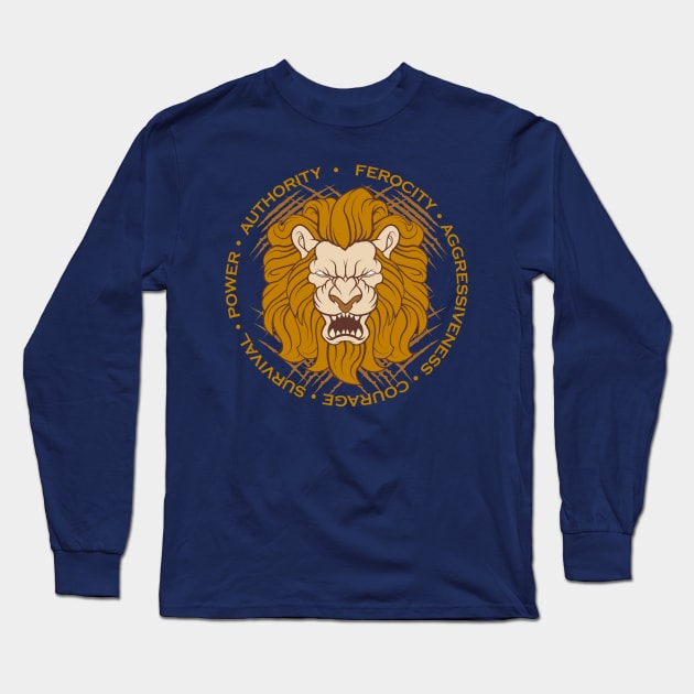 Lion Head Long Sleeve T-Shirt by KaboomArtz